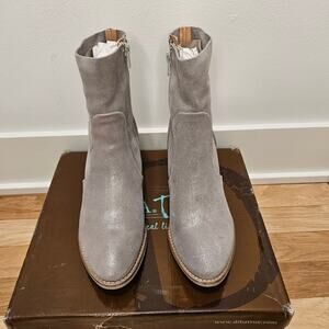 Diba True Pewter Glitter Suede Booties Size  7.5